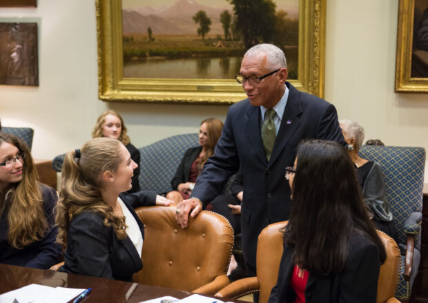 NASA Administrator Charles Bolden; speaks to Kid Science Advisor Tylar Hedrick before a meeting with eleven Kid Science Advisors to discuss what they think is important in science, technology, and innovation, Friday, October 21, 2016 at the White House. After a question from 9-year-old Jacob Leggette at the White House Science Fair about whether President Obama had a Kid Science Advisor, the White House launched a Kid Science Advisor campaign, which drew over 2,500 ideas from students about science and STEM education. Photo Credit: (NASA/Aubrey Gemignani)