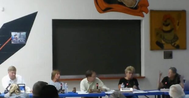 A screenshot of West Bonner leader Branden Durst (far left) and board members discussing levy funds located on the morning of July 26.