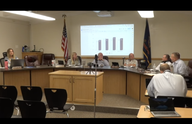 Screenshot of the Bonneville school board meeting on Wednesday, Aug. 9.